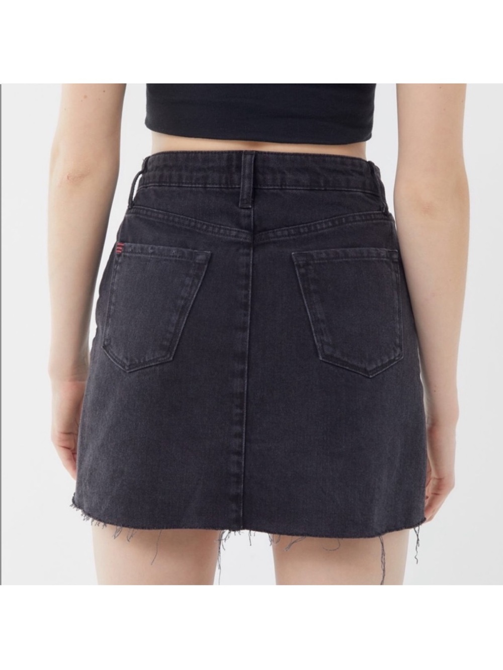 BDG Urban Outfitters Black Button-Fly Distressed Denim Mini Skirt Sz Medium - Picture 9 of 9